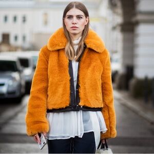 H&M faux fur jacket in burnt orange